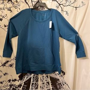 NWT Livi Fleece Tunic Comfy Fall Layering Crewneck Kangaroo Pocket Teal 22/24